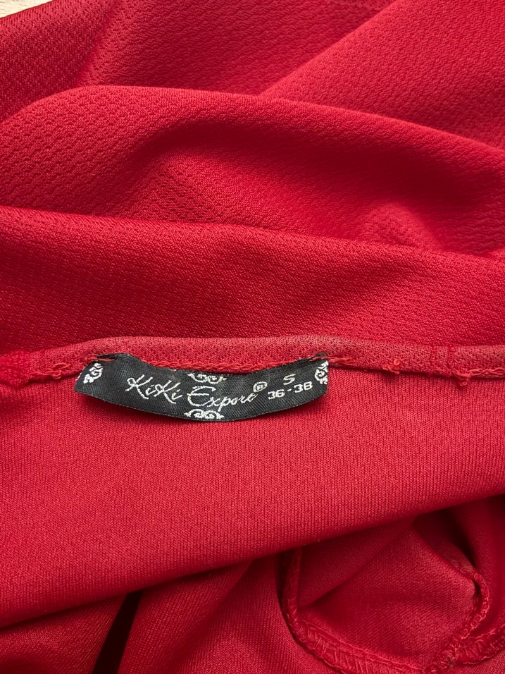 Kırmızı Midi Kadın Klasik Kemerli Kaban - Görsel 5