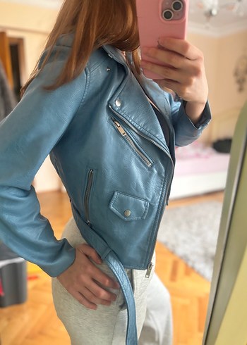 Zara Mavi Deri Ceket - Görsel 3