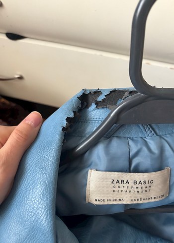 Zara Mavi Deri Ceket - Görsel 9
