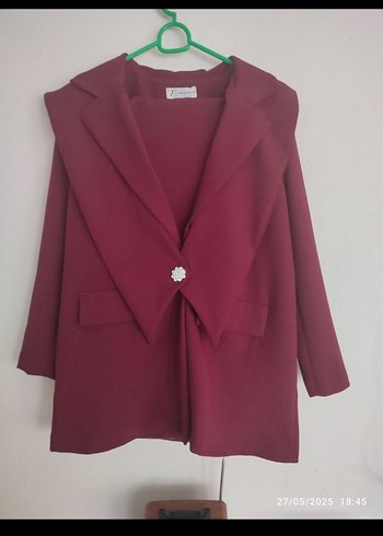 Zara Bordo Uzun Kollu Kadın Blazer Ceket ikili takım