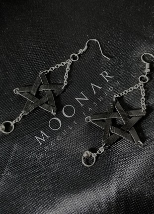 Suni Deri pentagram küpe 