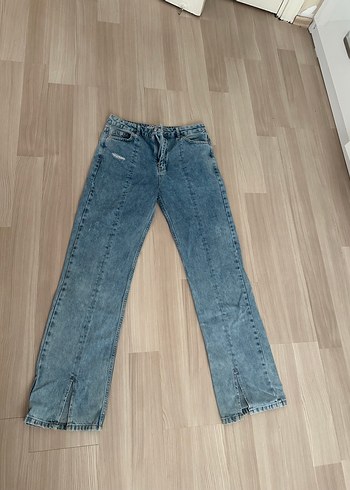 Gri Mavi Midi Bol Kesim Kadın Jean