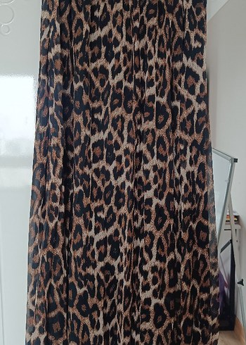 Leopar Desenli Kadın Piliseli Etek - Görsel 2
