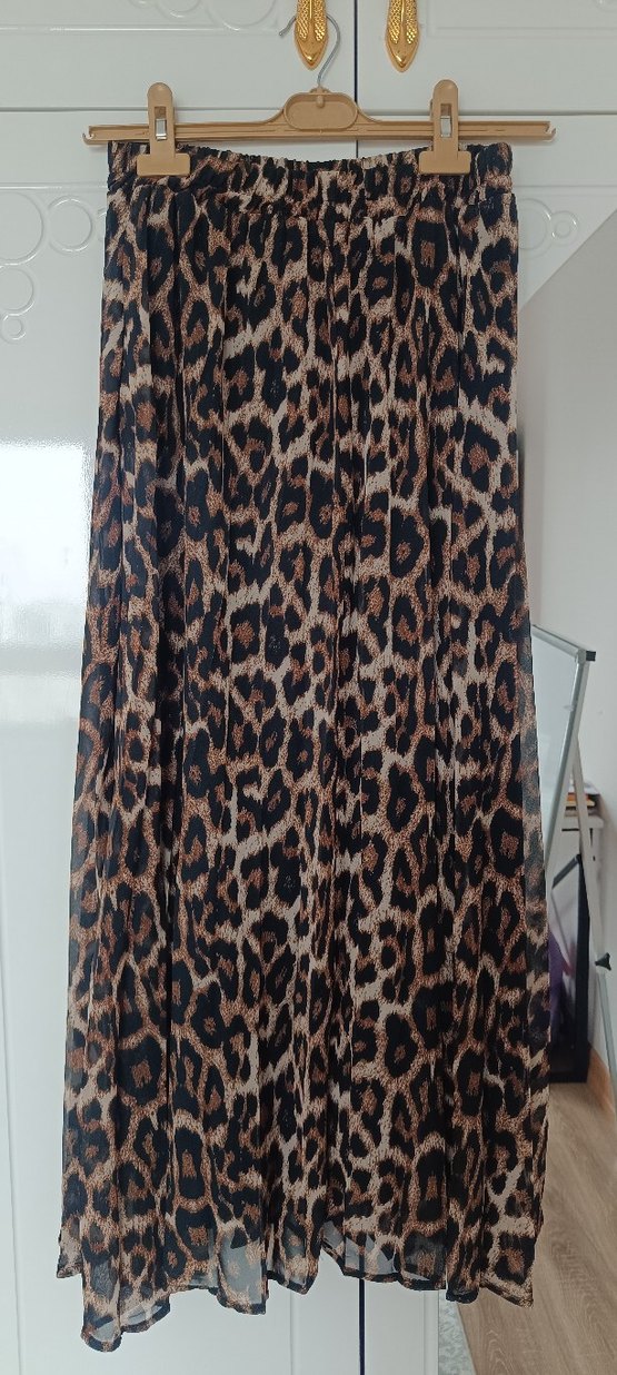 Leopar Desenli Kadın  Piliseli Etek - Görsel 2