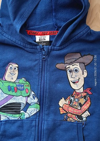 Toy Story marka, Kapüşonlu Mavi Erkek Çocuk Fermuarlı Sweatshirt - Görsel 3