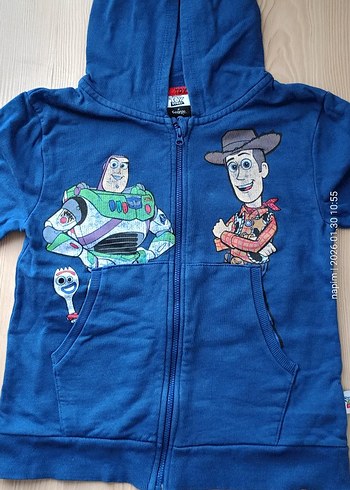 Toy Story marka, Kapüşonlu Mavi Erkek Çocuk Fermuarlı Sweatshirt - Görsel 2