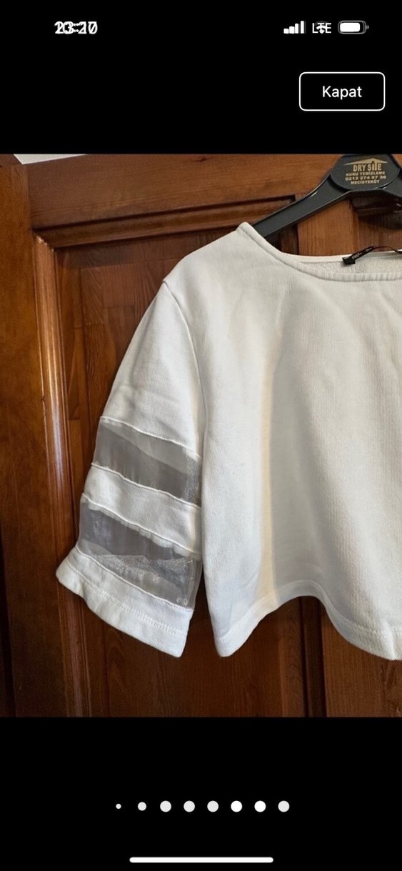 Kadın beyaz Kısa Kollu Crop Top - Görsel 5