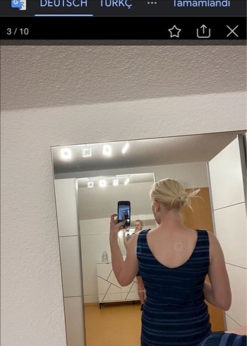 Lacivert Midi Çizgili Kalem Elbise - Görsel 9