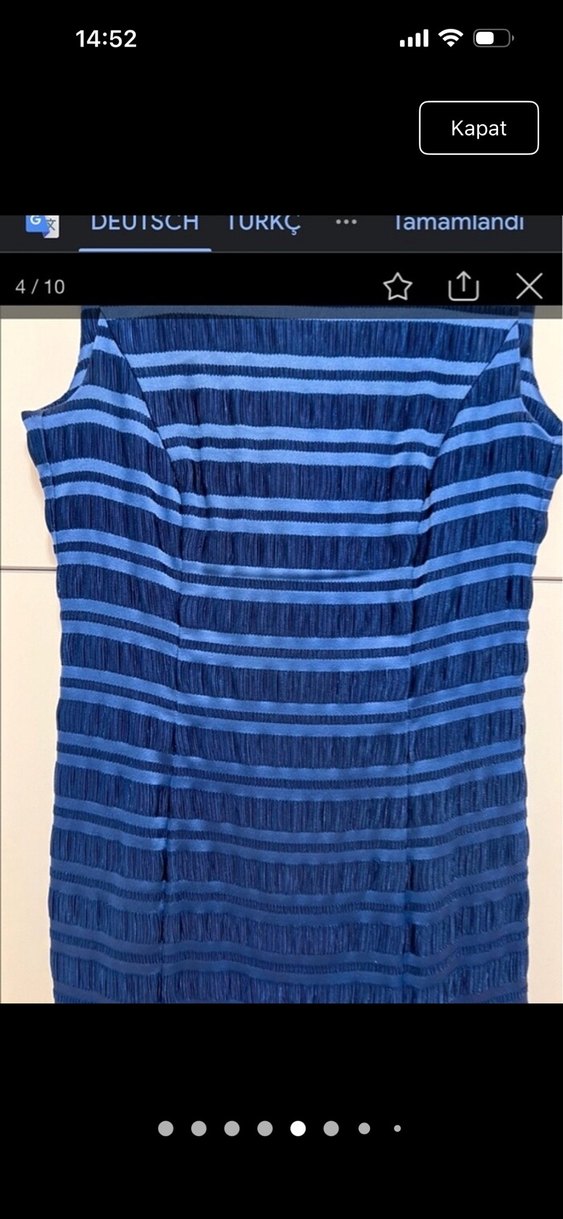 Lacivert Midi Çizgili Kalem Elbise - Görsel 5