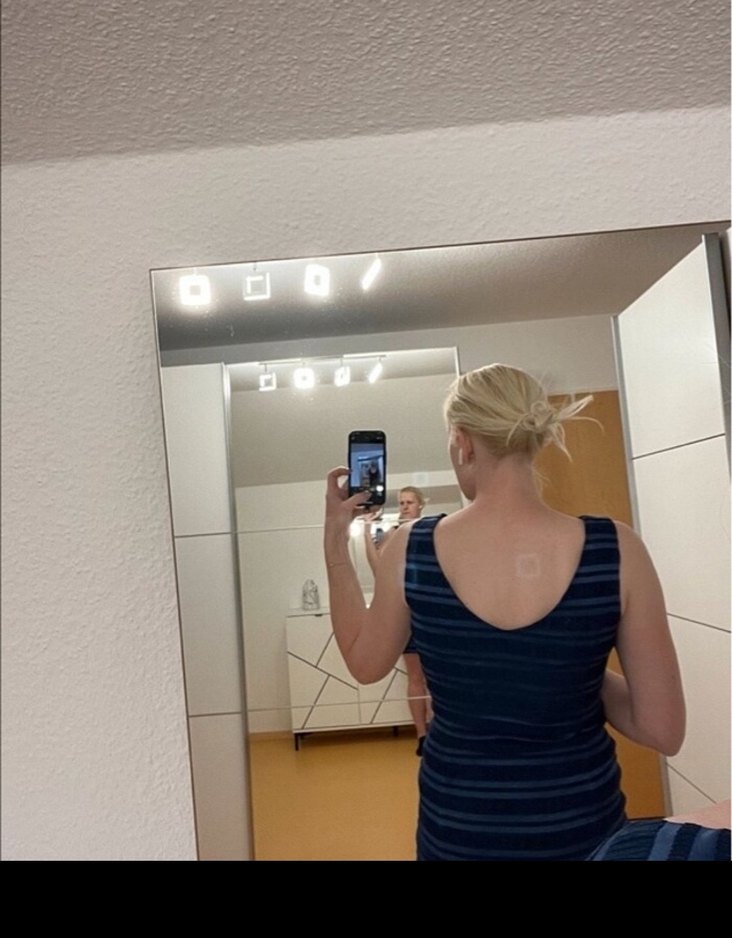 Lacivert Midi Çizgili Kalem Elbise - Görsel 3