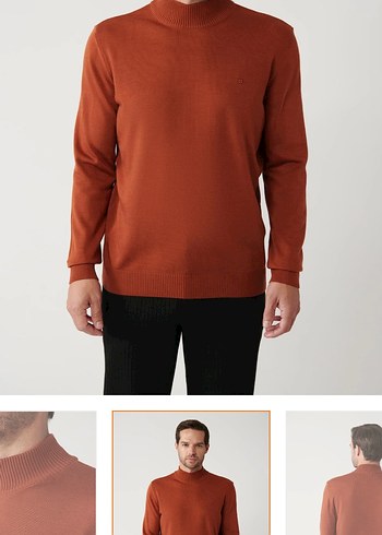 Avva Erkek Kiremit yarım Balıkçı Yaka Triko kazak - Görsel 4