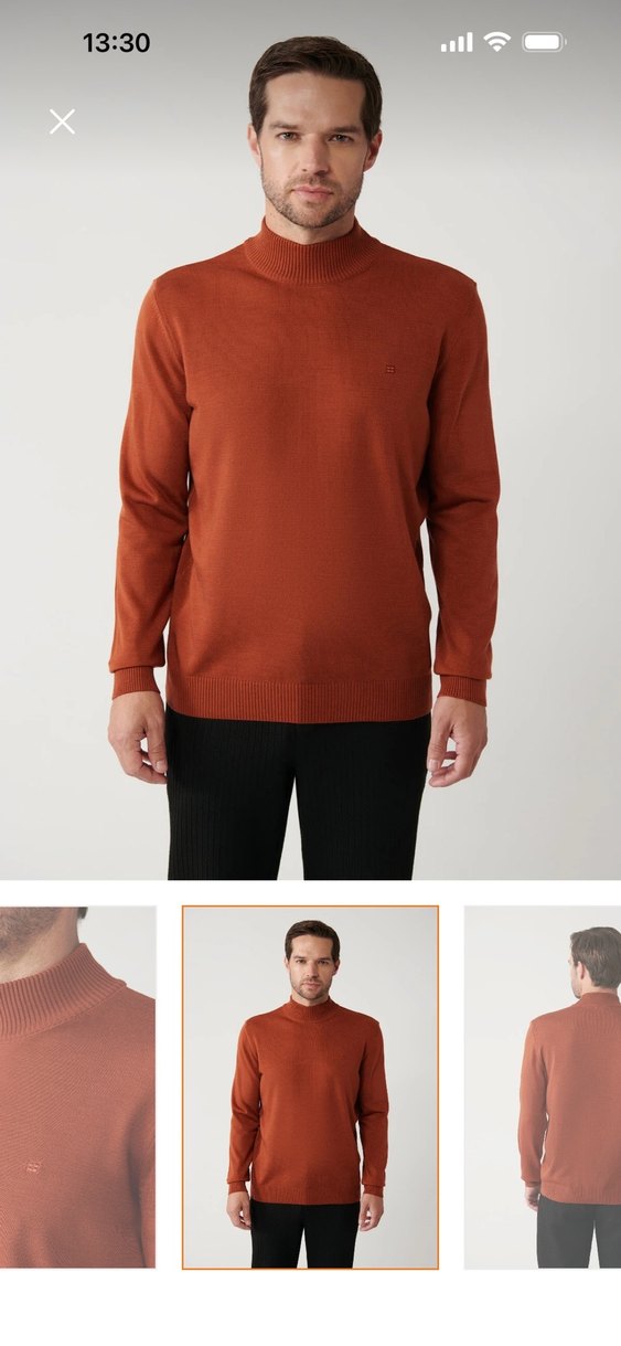 Avva Erkek Kiremit yarım Balıkçı Yaka Triko kazak - Görsel 4