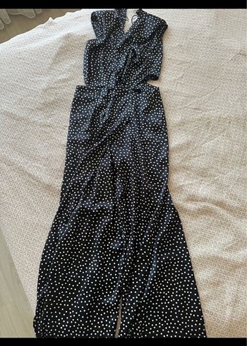 Zara Kadın Siyah Puantiyeli  V Yaka Tulum - Görsel 11