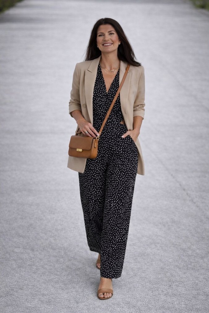 Zara Kadın Siyah Puantiyeli  V Yaka Tulum - Görsel 3