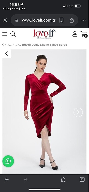 m Beden bordo Renk Büzgü detaylı bordo kadife elbise, uzunluk 105 cm , önde ayak de
