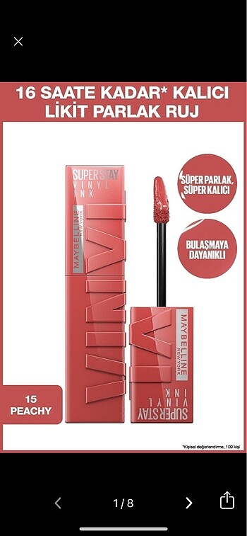 Maybelline New York Super Stay Vinyl Ink Uzun Süre Kalıcı Şeftal