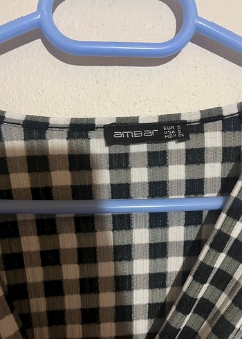 Kareli V Yakalı Midi Elbise - Görsel 2