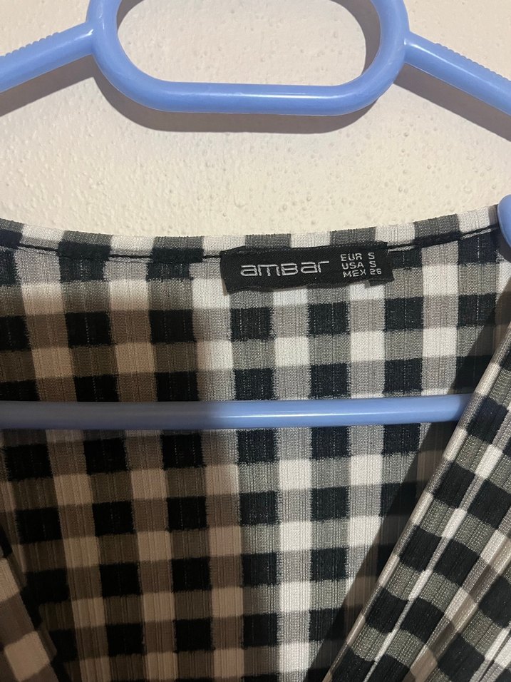 Kareli V Yakalı Midi Elbise - Görsel 2