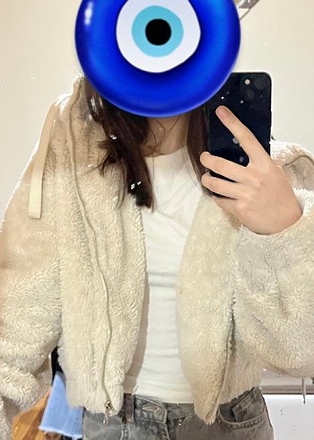 Beyaz Peluş Kadın Ceket - Görsel 3