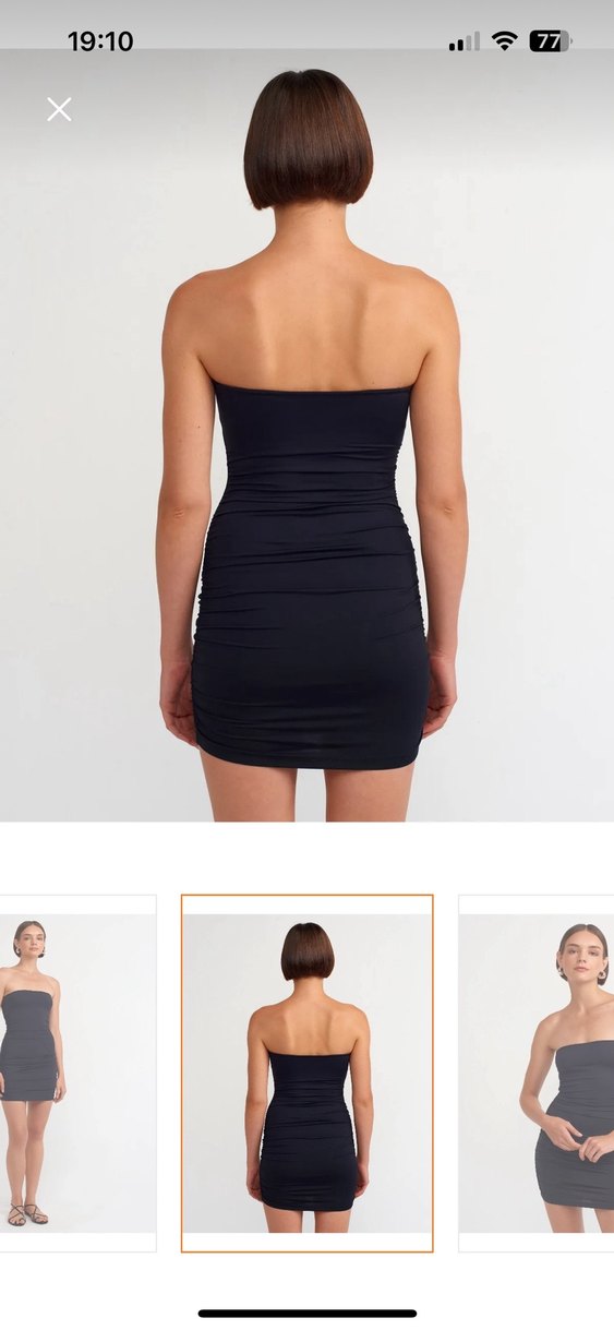 Siyah Straplez Mini Elbise - Görsel 2