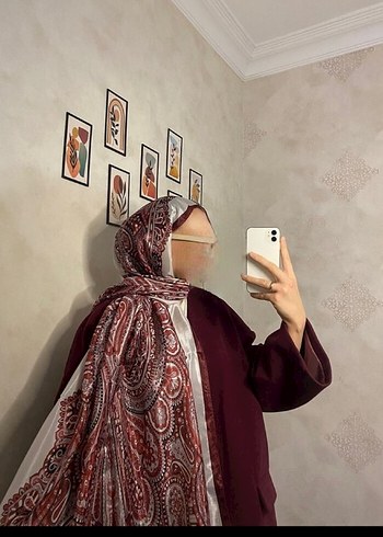 Drapeli Bordo Kadın Saten Şal - Diger