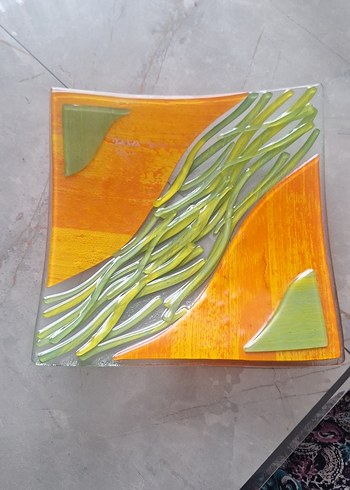 Soyut Desenli Yeşil Renkli Modern Tabak - Görsel 2