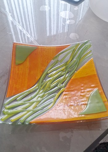 Soyut Desenli Yeşil Renkli Modern Tabak - Görsel 5