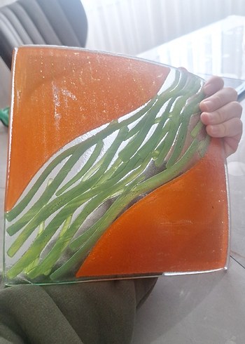 Soyut Desenli Yeşil Renkli Modern Tabak - Görsel 4