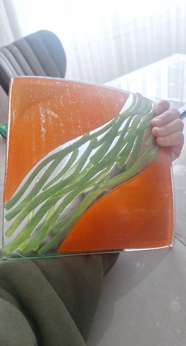 Soyut Desenli Yeşil Renkli Modern Tabak - Görsel 4