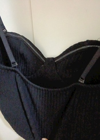 Siyah pamuklu elestn bayan büstiyer - Görsel 4