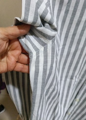 Gri Çizgili mavi marka yesyenıErkek Gömlek - Görsel 4
