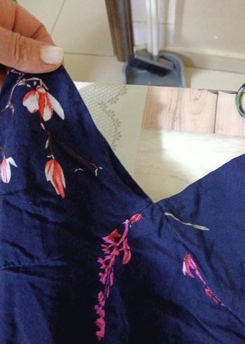 Kadın Lacivert Çiçekli Mini Tulum - Görsel 2