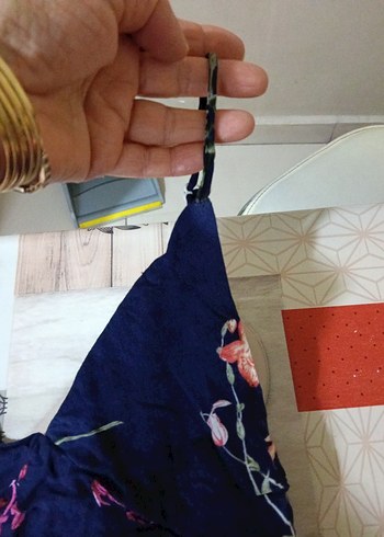 Kadın Lacivert Çiçekli Mini Tulum - Görsel 6