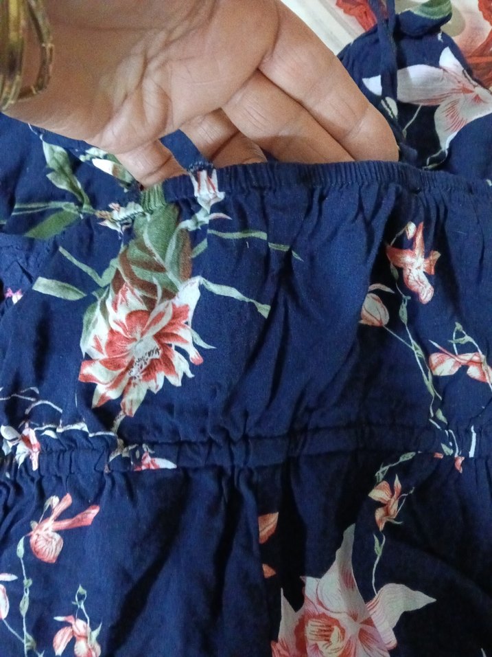 Kadın Lacivert Çiçekli Mini Tulum - Görsel 4