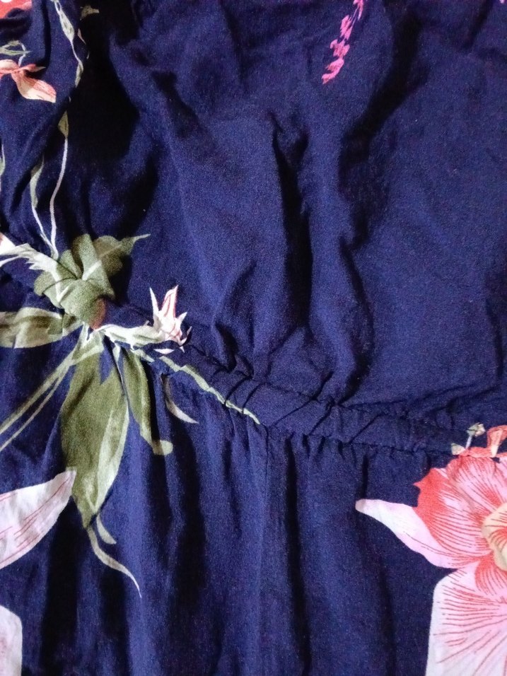 Kadın Lacivert Çiçekli Mini Tulum - Görsel 3