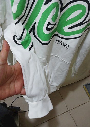 Diğer Beyaz Kapüşonlu Baskılı unisex Sweatshirt