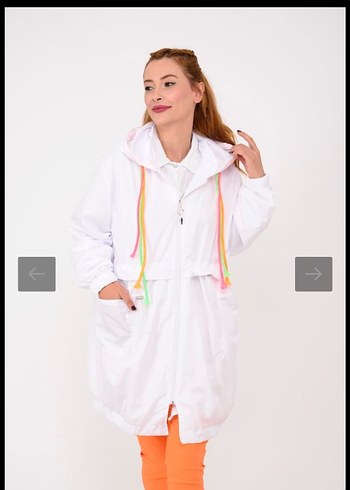 Kadın Beyaz Kapüşonlu Midi Yağmurluk parkmoda sıfır - Görsel 6