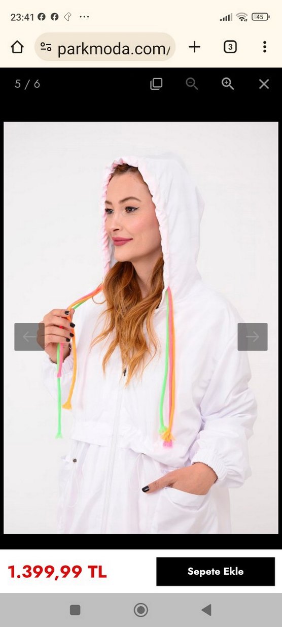 Kadın Beyaz Kapüşonlu Midi Yağmurluk parkmoda sıfır - Görsel 3