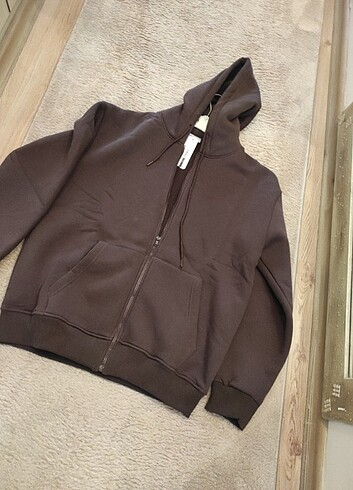 Kapşonlu büyük beden sweatshirt mont 