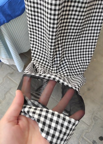 Gri Kareli Uzun çapraz akılı elbise tasarım - Görsel 5