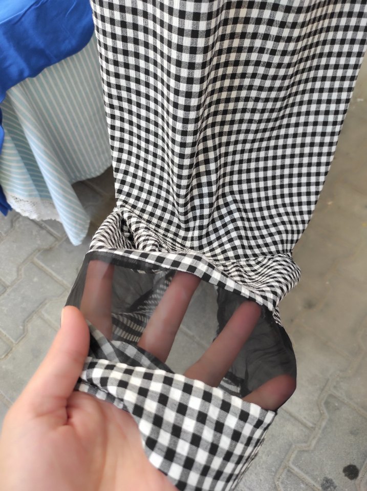 Gri Kareli Uzun çapraz akılı elbise tasarım - Görsel 5