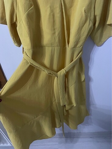 xl Beden sarı Renk Kısa Kollu Elbise