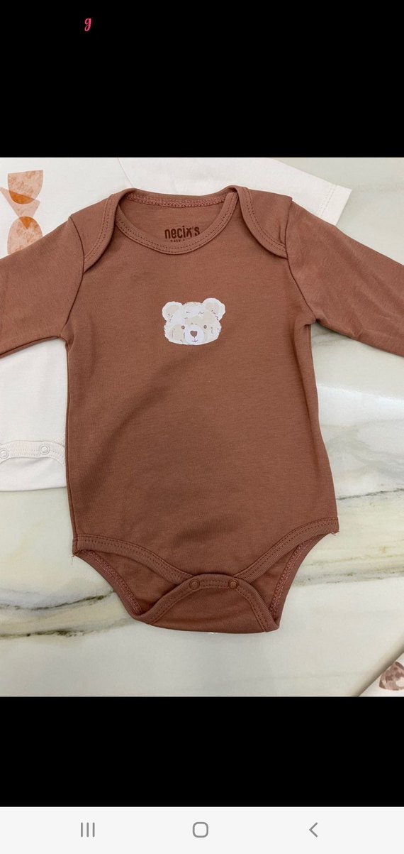 Uzun Kollu Kahverengi Bebek Body - Görsel 4