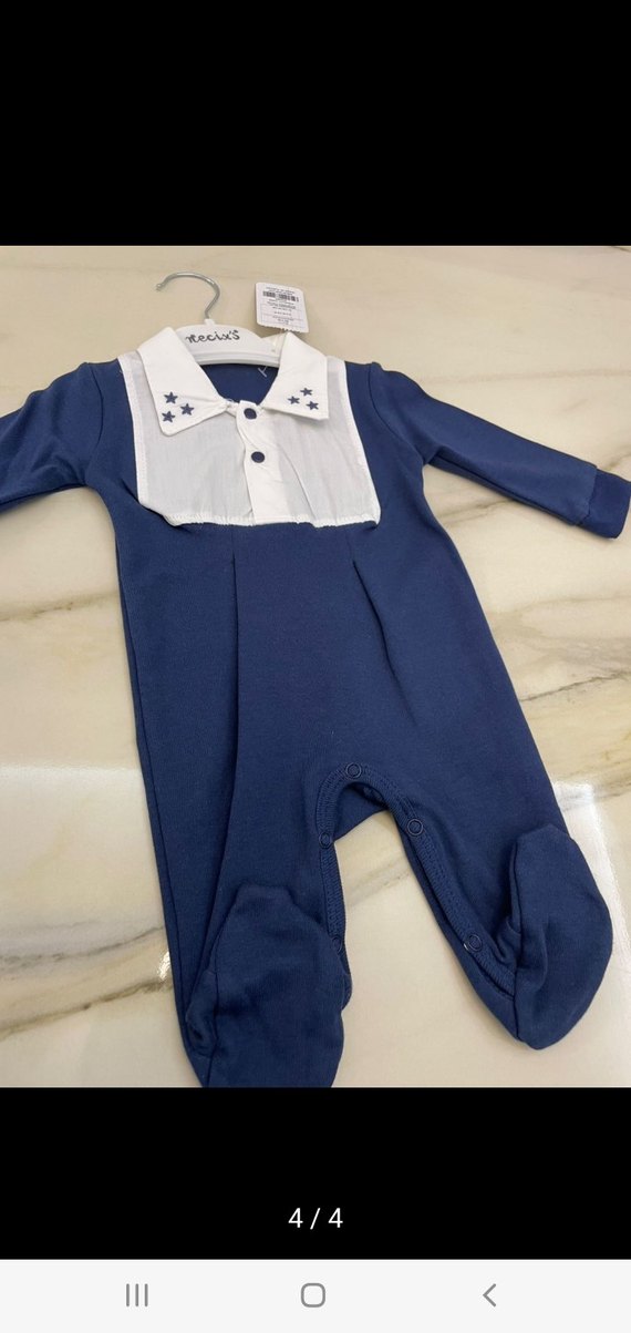 Düğmeli Lacivert Erkek Bebek Tulum - Görsel 4