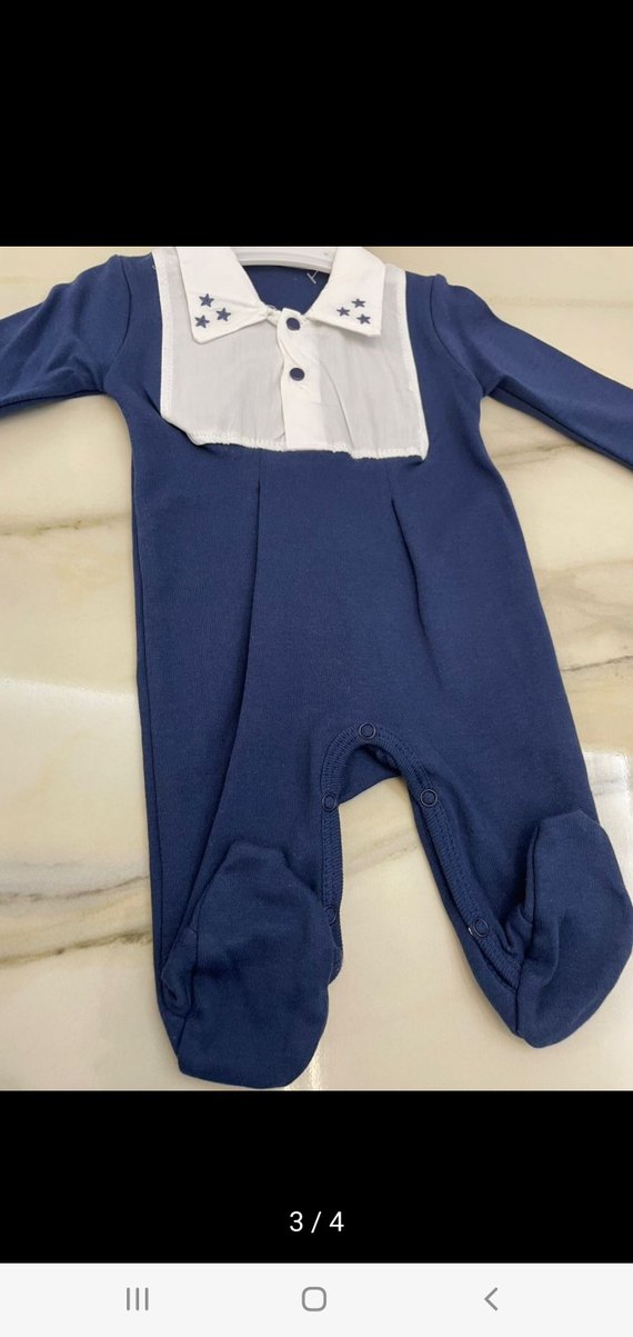 Düğmeli Lacivert Erkek Bebek Tulum - Görsel 3