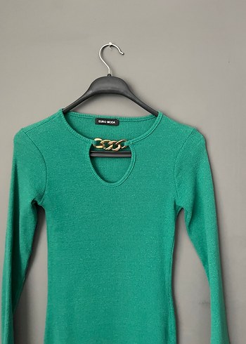 Zincir Detaylı Uzun Triko Elbise - Görsel 2