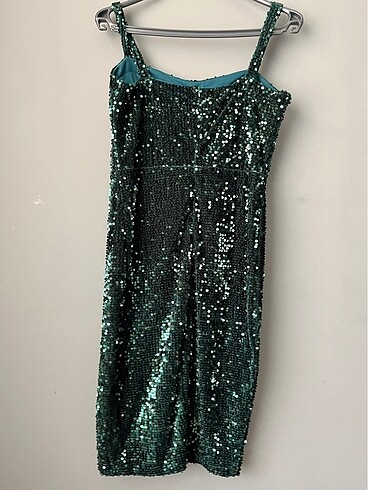 Zümrüt yeşili elbise payetli elbise - Görsel 5