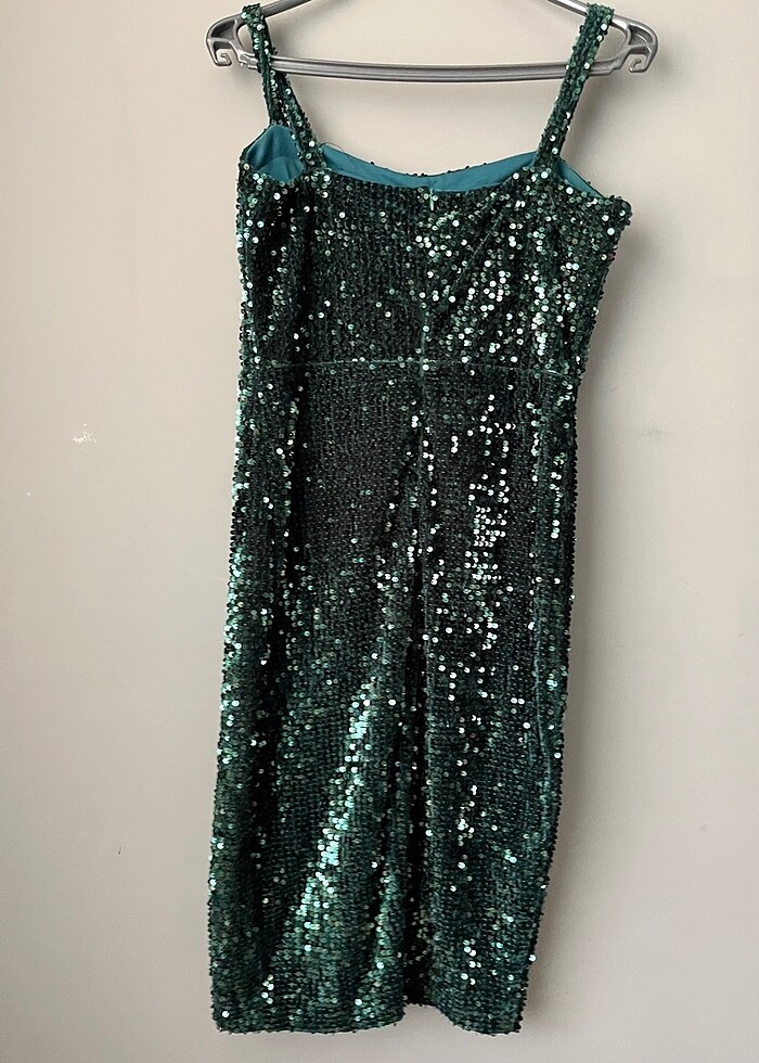 Zümrüt yeşili elbise payetli elbise - Görsel 5