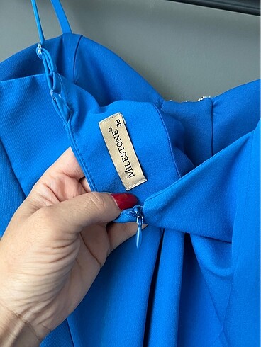 Harika taşlı mavi elbise - Görsel 8