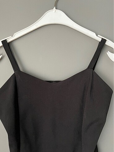 Düz siyah klasik elbise - Görsel 5